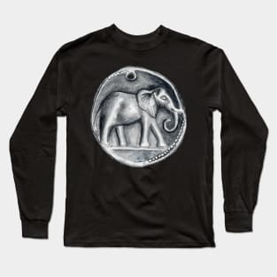 Hannibal Carthage Elephant Coin Original Watercolor Long Sleeve T-Shirt